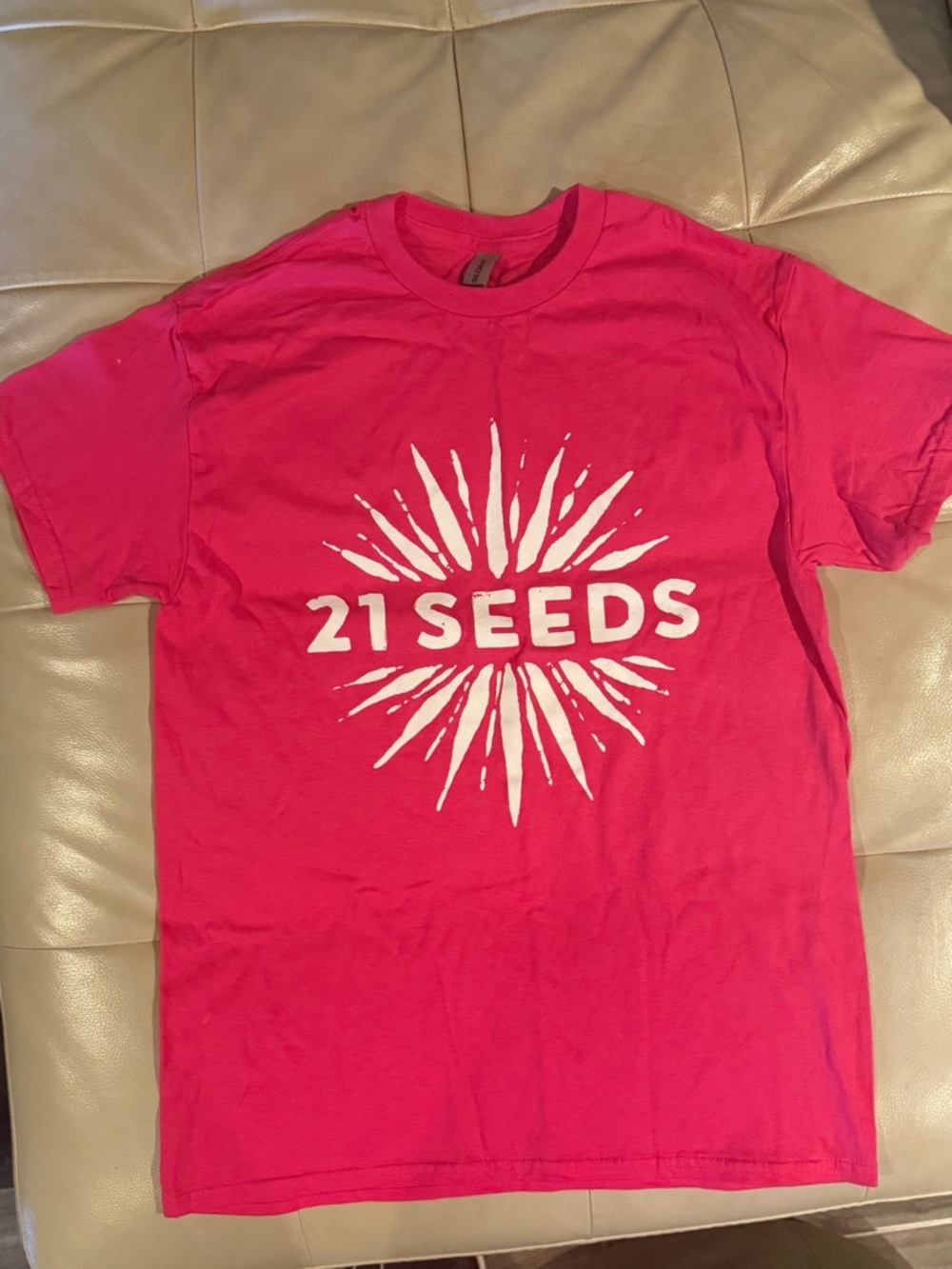 Gildan Hot Pink Short Sleeve "21 SEEDS" Graphic Tee